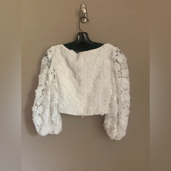SOLD NWT Authentic ZIMMERMANN Raie Floral Lace Short-Sleeve Crop Top size AU 3 - Picture 2 of 7